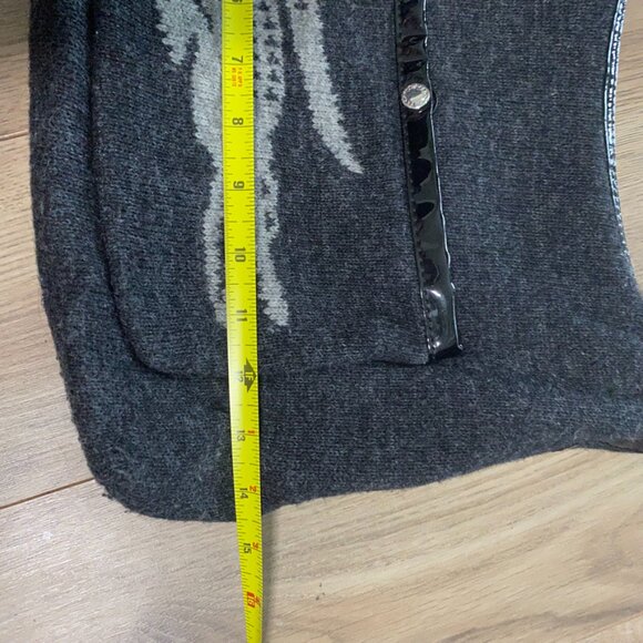 LACOSTE Charcoal Wool Logo Shoulder Bag with Front Pouch and Nylon Strap - Picture 9 of 10